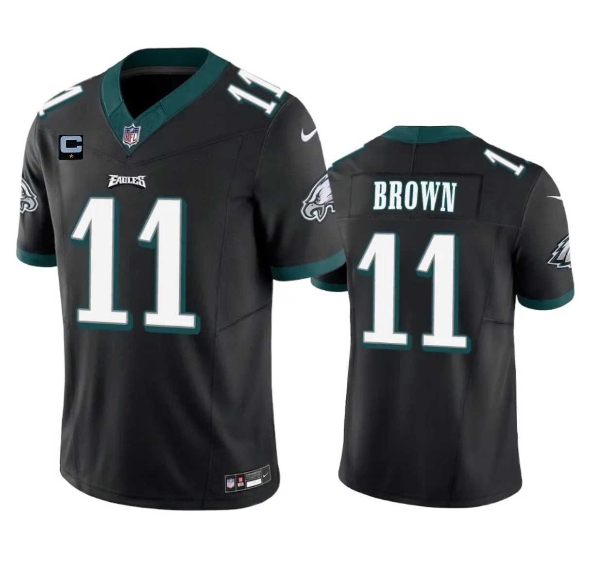 Men & Women & Youth Philadelphia Eagles #11 A. J. Brown Black 2023 F.U.S.E. With 4-Star C Patch Vapor Untouchable Limited Jersey